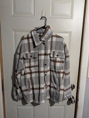 Women's Plaid Button Up  - Gray & Brown